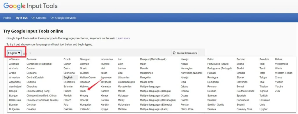 Google input tools hindi